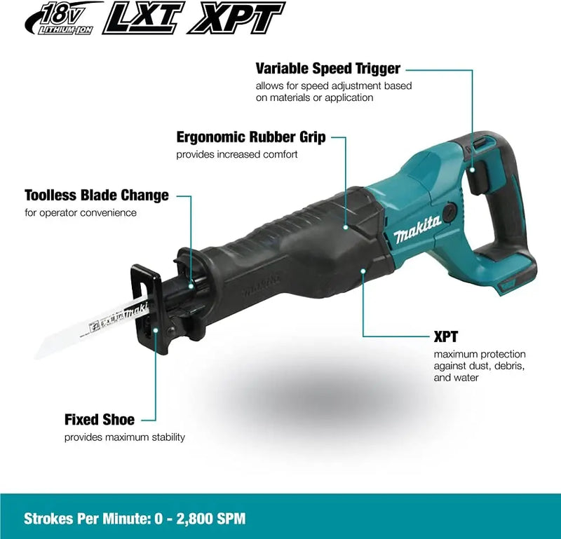 Makita DJR186Z 18V LXT Cordless Variable 2-Speed Reciprocating Saw with XPT  Wood Saw / Hacksaw Tool Only