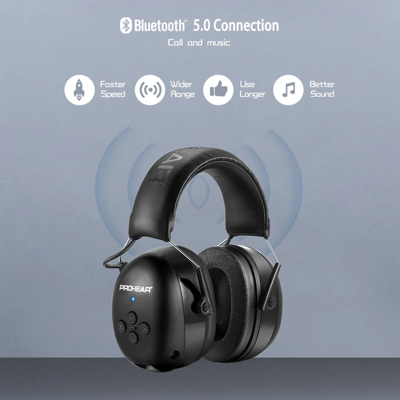 ZOHAN Electronic Headphone 5.0 Bluetooth Earmuffs Hearing Protection Headphones for Music Safety Noise Reduction Charging