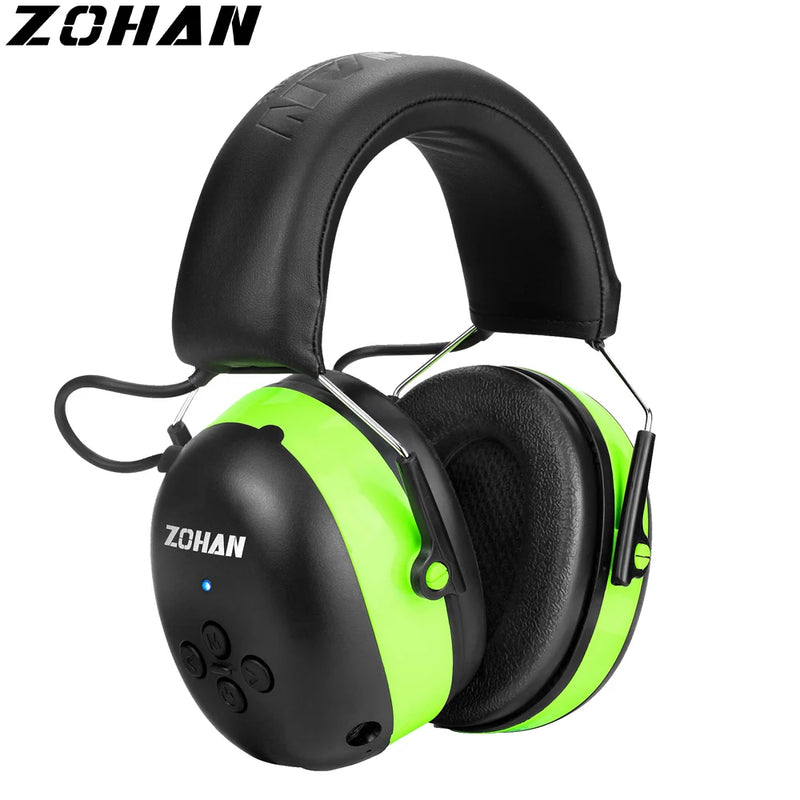 ZOHAN Hearing Protection Bluetooth headphone Earmuffs 5.0 Headphones Safety Noise Reduction 25dB NRR Protector for Mowing Music