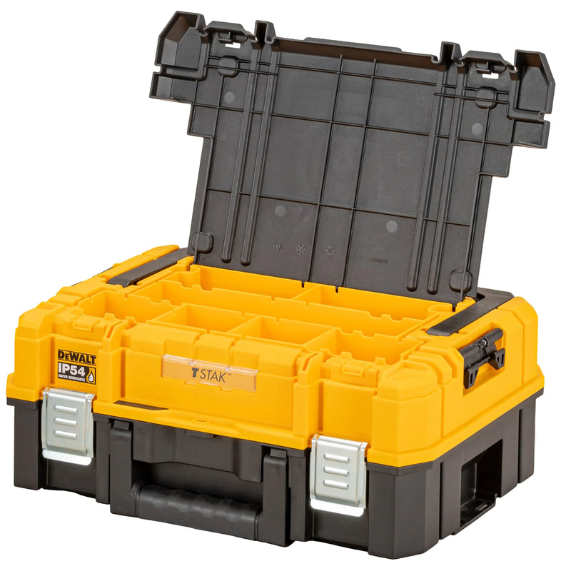 DEWALT DWST83344-1-23 TSTAK IP54 Organiser Top Shallow Box Power Tool Accessory Storage Power Tool Accessories