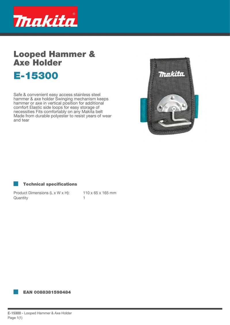 Makita E-15300 Looped Hammer Axe Holder Power Tool Accessories