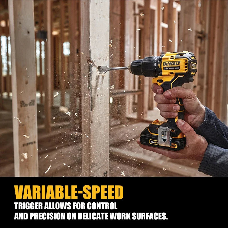 DEWALT DCD709 Kit 1/2in Brushless Cordless Compact Hammer Impact Drill Driver 20V Lithium Power Tools With Battery Charger