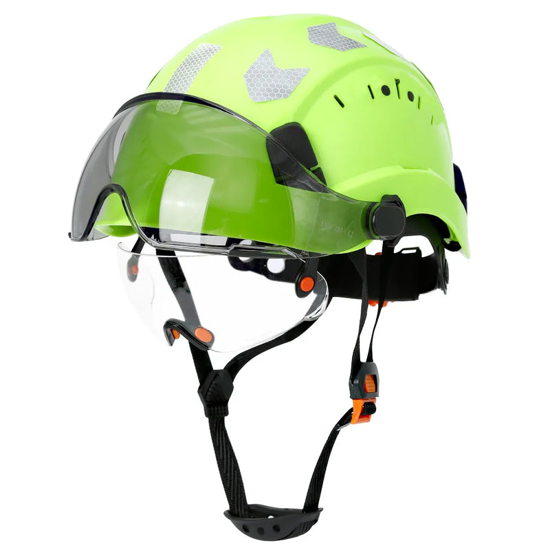 CE Construction Safety Helmet with Visor Built In Goggle Reflective Sticker for Engineer ABS Industrial Work Hat Head Protection