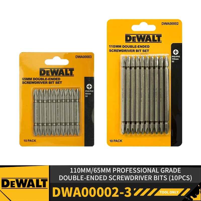 DEWALT DWA00002 DWA00003 110MM/65MM Professional Grade Double-ended Screwdriver Bits 10PCS Power Tool Accessories