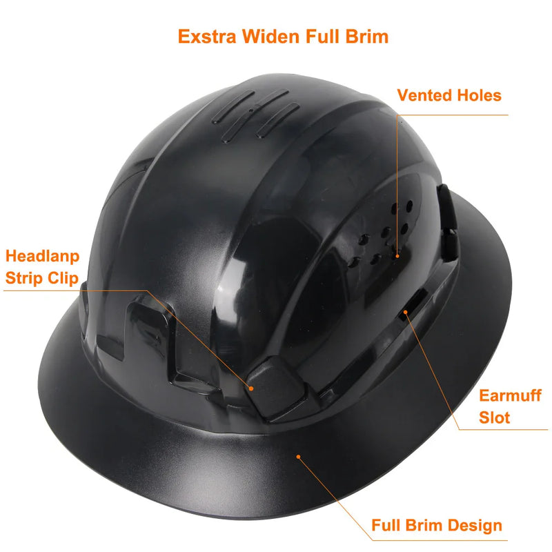 CE Full Brim Hard Hat With Built In Goggles For Construction Engineer  Safety Helmet Suspension 6 Point Rescue Climbing Helmets