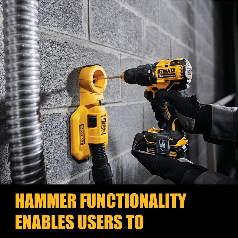 DEWALT DCD709 Kit 1/2in Brushless Cordless Compact Hammer Impact Drill Driver 20V Lithium Power Tools With Battery Charger