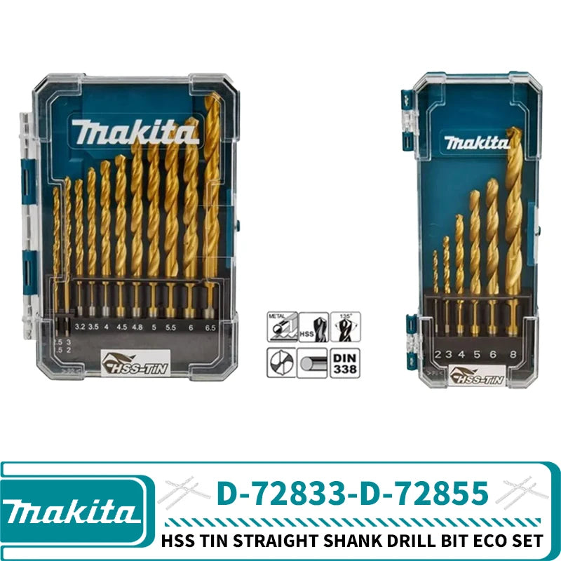 Makita D-67527 D-72833 D-72855 D-43555 D-43561 D-72849 D-43577 Hss-Tin Metal Drill Bit Set Power Tool Accessories