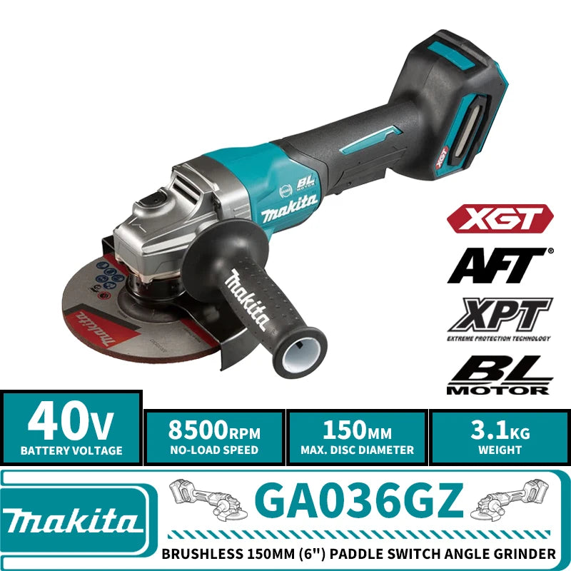 Makita GA035GZ GA036GZ Brushless Cordless 150MM (6") Angle Grinder 40V Lithium Power Tools 8500RPM