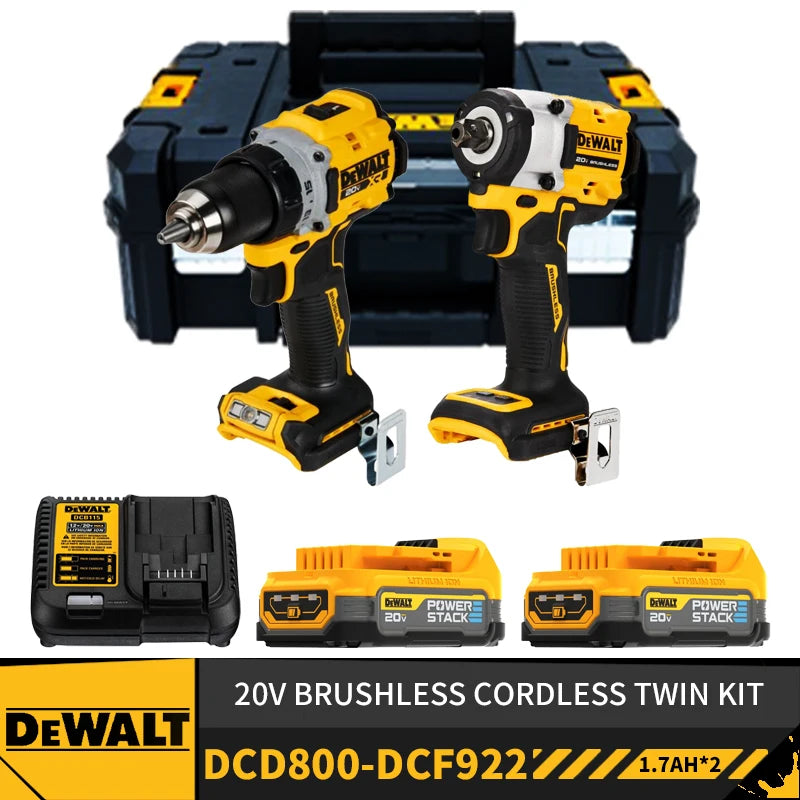 DEWALT DCD800 DCF922 Brushless Cordless Drill Impact Driver Twin Kit TSTAK II 20V Lithium Power Tools Kit With Battery Charger