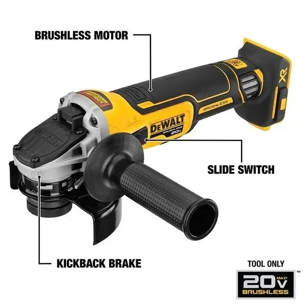 DEWALT DCG405 Kit 125MM Brushless Cordless Slide Switch Small Angle Grinder Kickback Brake 20V Lithium Tool With Battery Charger