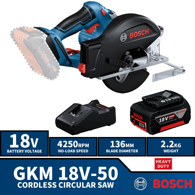 BOSCH GKM 18V-50 Kit 136MM Cordless Circular Saw 18V Lithium Power Tools Metal Saw Professional With Battery Charger