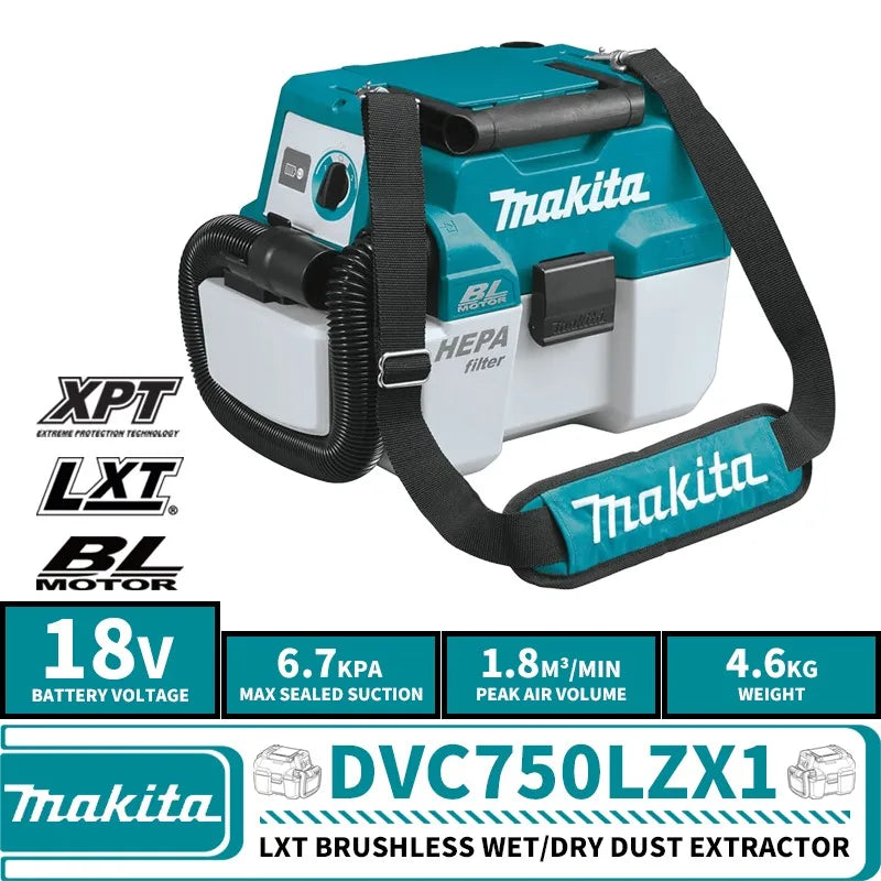 Makita DVC750LZX1 Brushless Cordless Wet/Dry Dust Extractor LXT 18V Lithium Power Tools