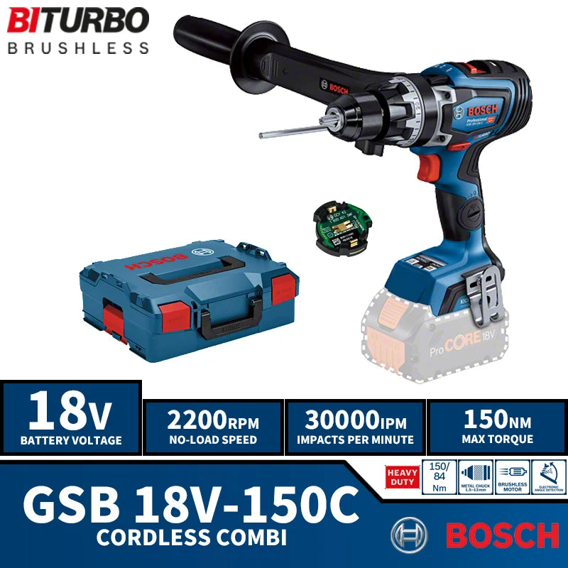 BOSCH GSB 18V-150 C Brushless Cordless Impact Drill Driver 18V Lithium Power Tools Electric Screwdriver 2200RPM 30000IPM 150NM