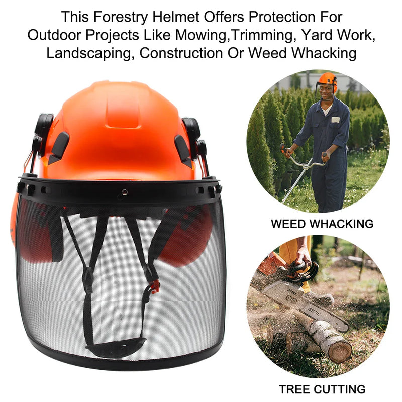 Industrial Forestry Safety Helmet Visor Earmuffs Chainsaw Arborist Logging Hard Hat Goggles CE ABS Construction Working Hard Cap