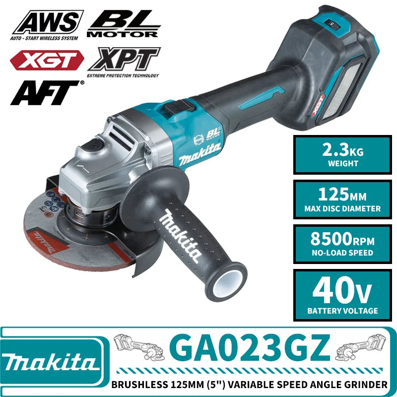 Makita GA023GZ XGT Brushless Cordless 125mm (5") Variable Speed Slide switch Angle Grinder 40V Lithium Power Tools 8500RPM