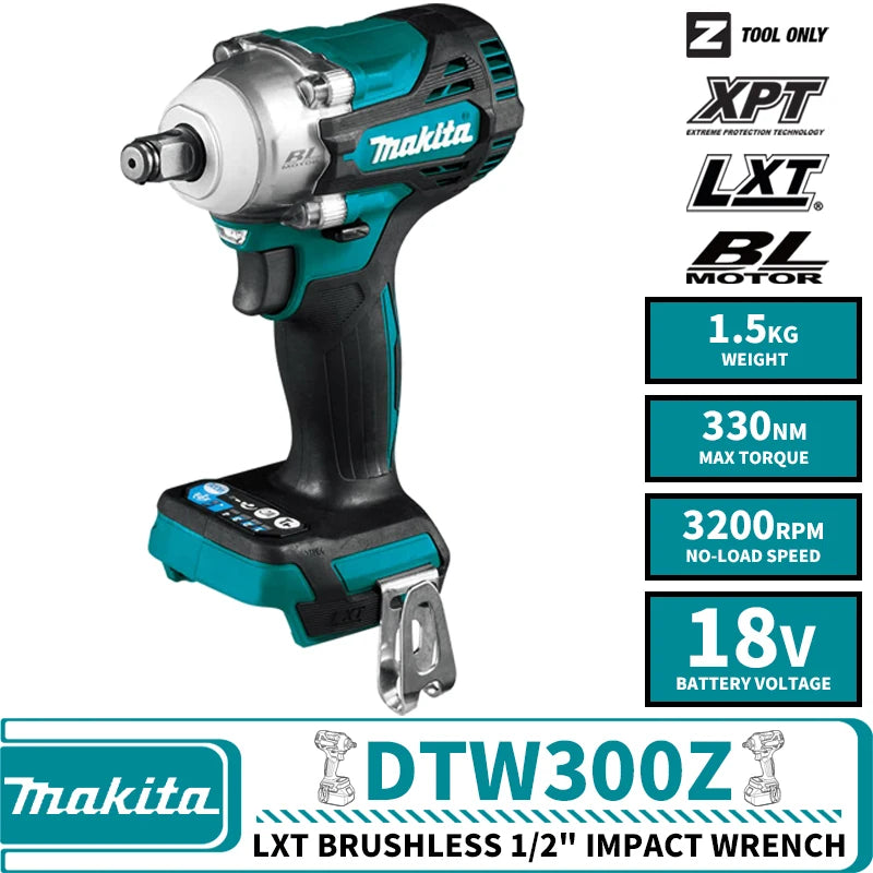 Makita DTW300Z Brushless Cordless 1/2" Impact Wrench 18V LXT Lithium Power Tools 3200RPM 330NM