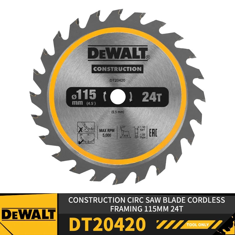 DEWALT DT20420 Construction Circ Saw Blade Cordless Framing 115MM 24T For DCS571 Power Tool Accessories