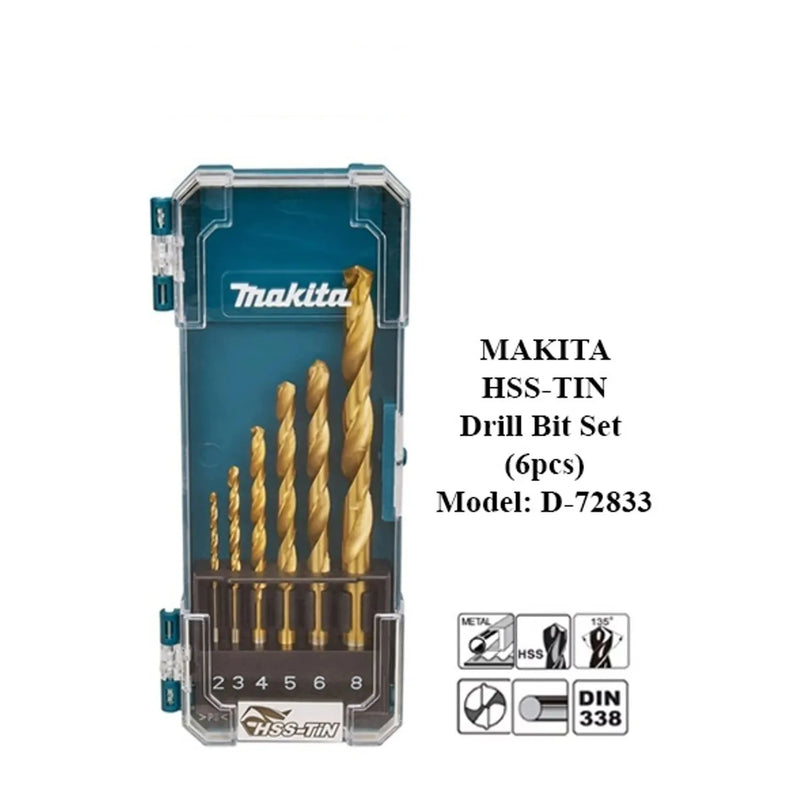 Makita D-72833 D-72855 HSS TIN Straight Shank Drill Bit Eco Set Metal 6PCS 13PCS Power Tool Accessories