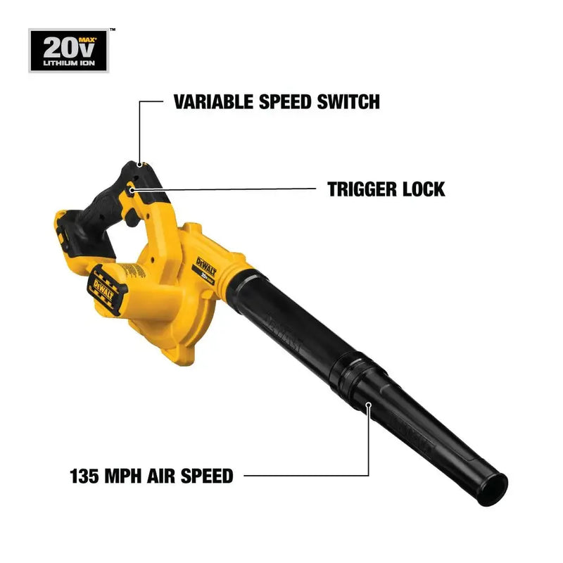 DEWALT DCE100 Kit Compact Cordless Jobsite Blower 20V Lithium Power Tools With Battery Charger