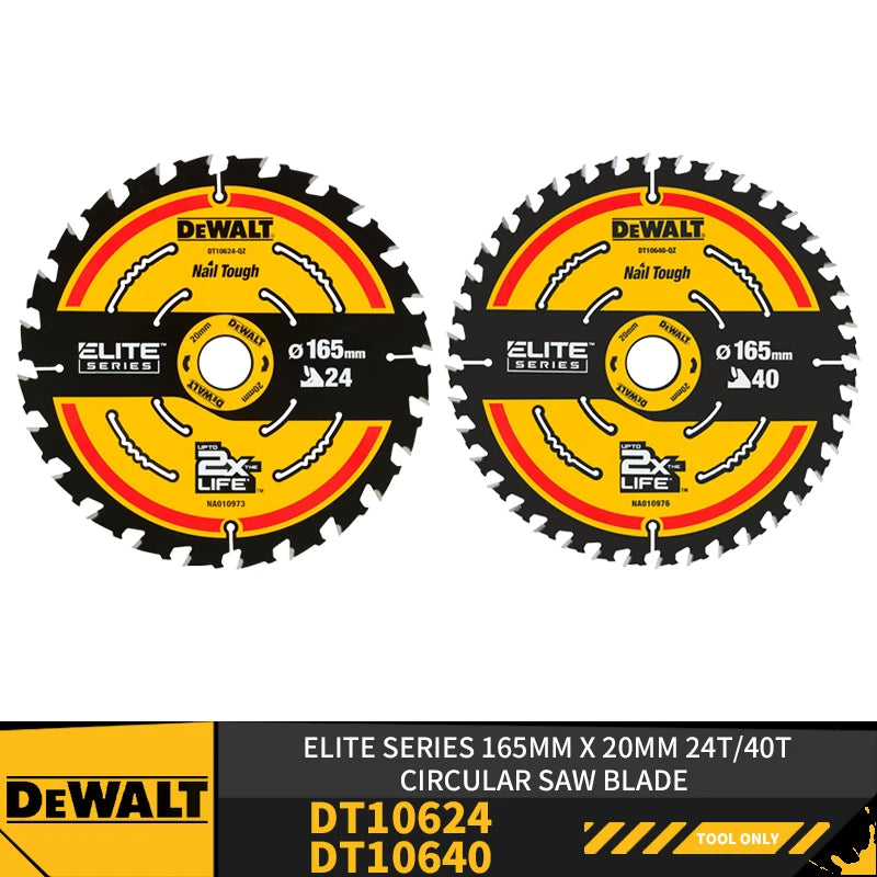 DEWALT DT10624 DT10640 165MM 20MM 24T/40T CIRCULAR SAW BLADE ELITE SERIES ELITE Circular Saw Blade