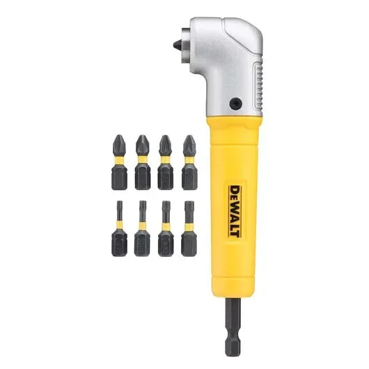 DEWALT DT71517T-QZ 90°Right Angle Attachment 10 Piece Set With 9 x 25MM Screwdriver Bits Power Tool Accessories