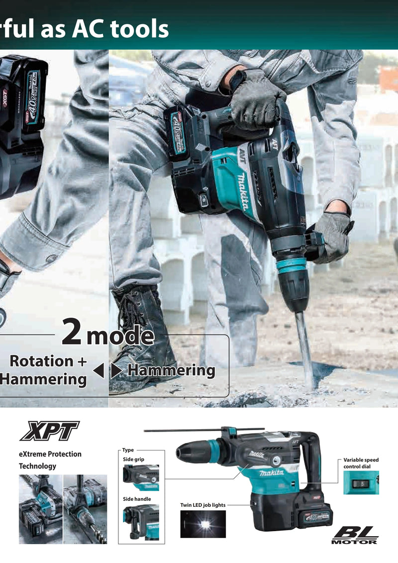 Makita HR005GZ Brushless Cordless AWS 40mm Rotary Hammer-SDS-Max XGT 40V Lithium Power Tools 8J 2900IPM