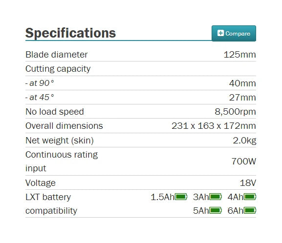 Makita DCC501ZX2 Brushless Cordless 125mm (5") Diamond Cutter 18V Lithium Power Tools 8500RPM