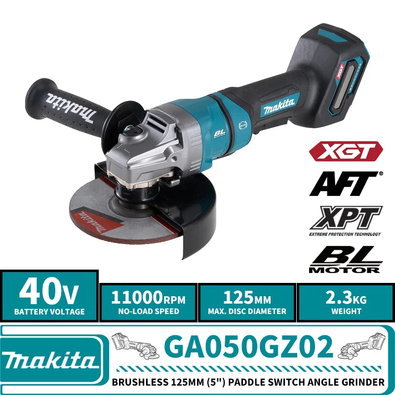 Makita GA050GZ02 Brushless Cordless 125MM (5") Paddle Switch Angle Grinder 40V Lithium Power Tools 11000RPM