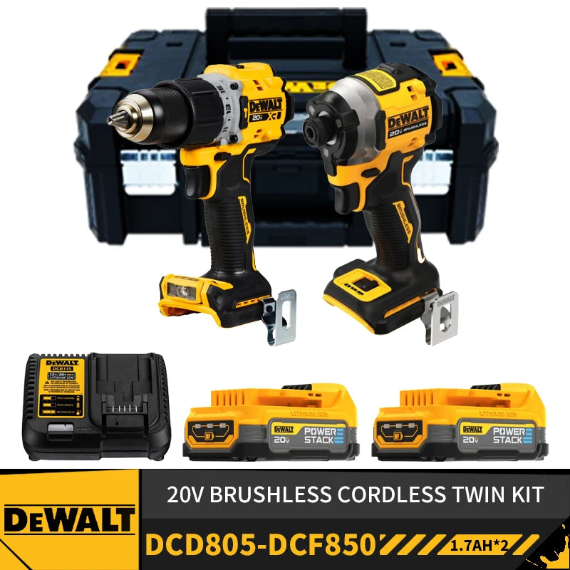 DEWALT DCD805 DCF850 Brushless Cordless Drill Impact Driver Twin Kit TSTAKII 20V Power Tools Kit With Battery Charger POWERSTACK