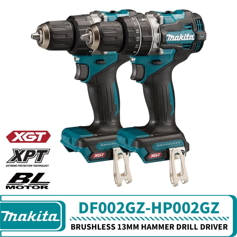 Makita DF002GZ HP002GZ XGT Brushless Cordless 13MM Hammer Drill Driver 40V Lithium Power Tools 2200RPM 65NM