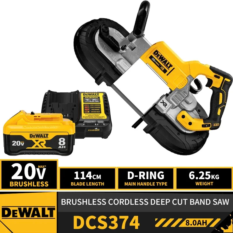 DEWALT DCS374 Kit Brushless Cordless Deep Cut Band Saw 20V Lithium Power Tools With Battery Charger