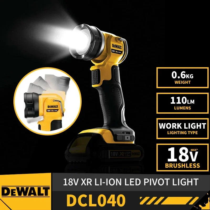 DEWALT DCL040 Kit Handheld LED Worklight 18V Lithium Battery Tools For Outdoor Camping Jobsite Cordless With Battery Charger