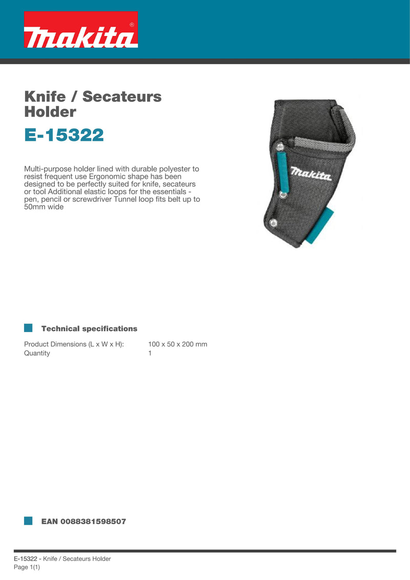 Makita E-15322 Knife Secateurs Holder Power Tool Accessories