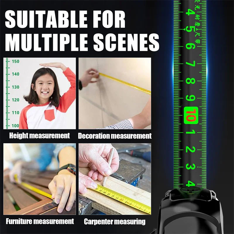 Self locking Steel Tape measure black Fluorescent tape 5M High precision Thickened Wear-resistant Fall resistant Measuring Tape