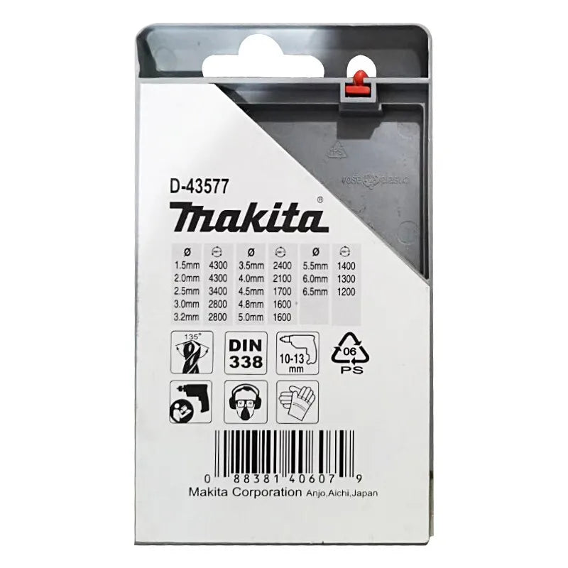 Makita D-43577 Hss-Tin Metal Drill Bit Set 13PCS Power Tool Accessories