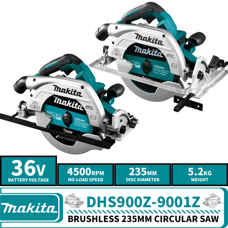 Makita DHS901Z DHS900Z  LXT Brushless Cordless 235MM 9-1/4" Circular Saw 36V Renovation Team Lithium Power Tool 4500RPM Wood Saw