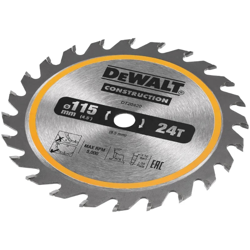 DEWALT DT20420 Construction Circ Saw Blade Cordless Framing 115MM 24T For DCS571 Power Tool Accessories