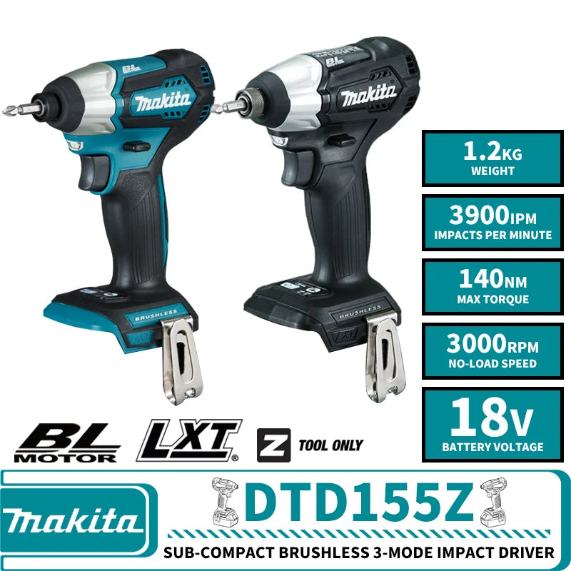 Makita DTD155Z Brushless Cordless Compact Driver Electric Screwdriver 18V Lithium Power Tools 3000RPM 140NM 3900IPM