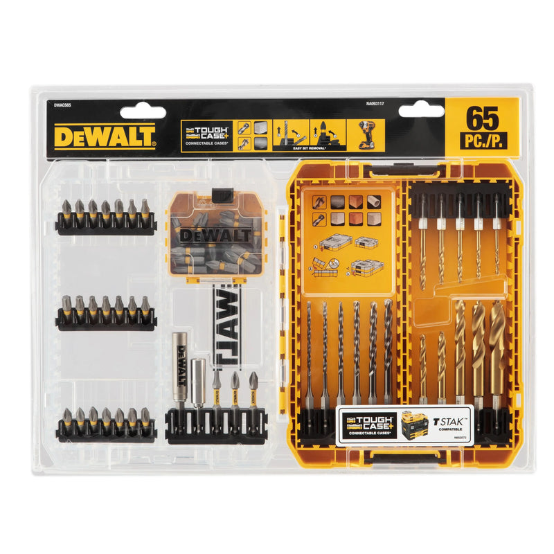 DEWALT DWACS65 65PCS Drill Driver Bit Accessories Set With Tough Medium Case Power Tool Accessories