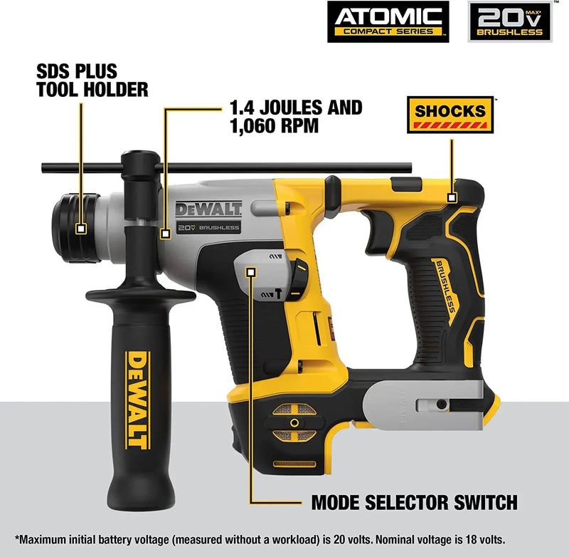 DEWALT DCH172 Kit 16MM 5/8in Brushless Cordless SDS Plus Rotary Hammer 20V Lithium Tools Hammer Impact With Battery Charger