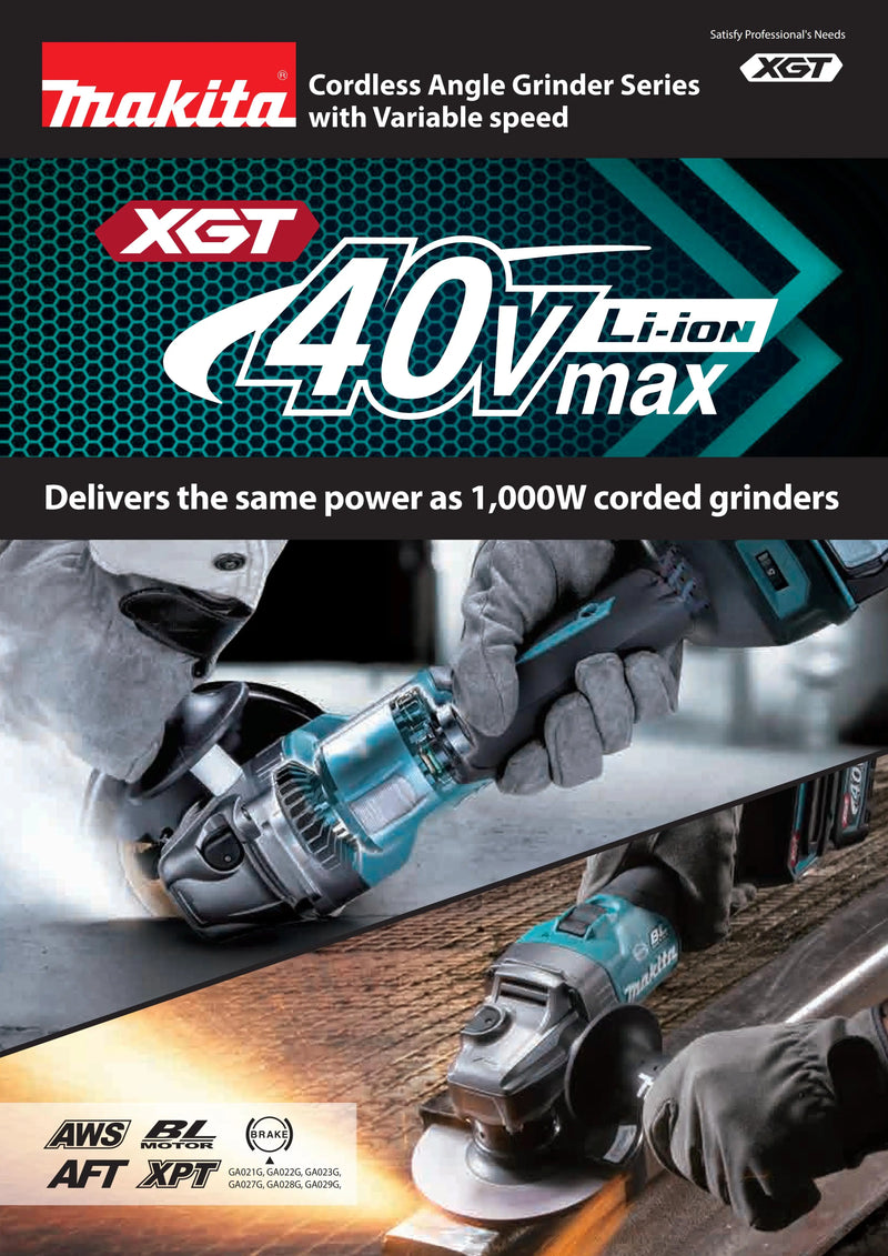 Makita GA029GZ XGT Brushless Cordless 125mm (5") Variable Speed Paddle Switch Angle Grinder 40V Lithium Power Tools 8500RPM