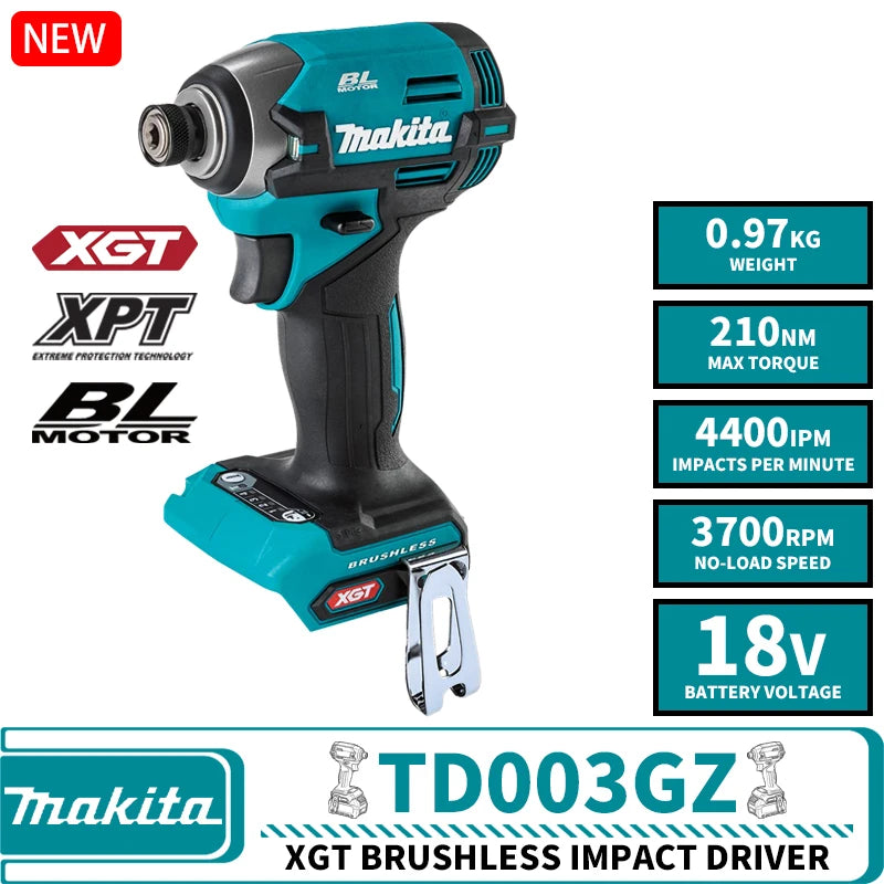 Makita TD003GZ Brushless Cordless Impact Driver Drill XGT 40V Lithium Power Tools 3700RPM 4400IPM 210NM