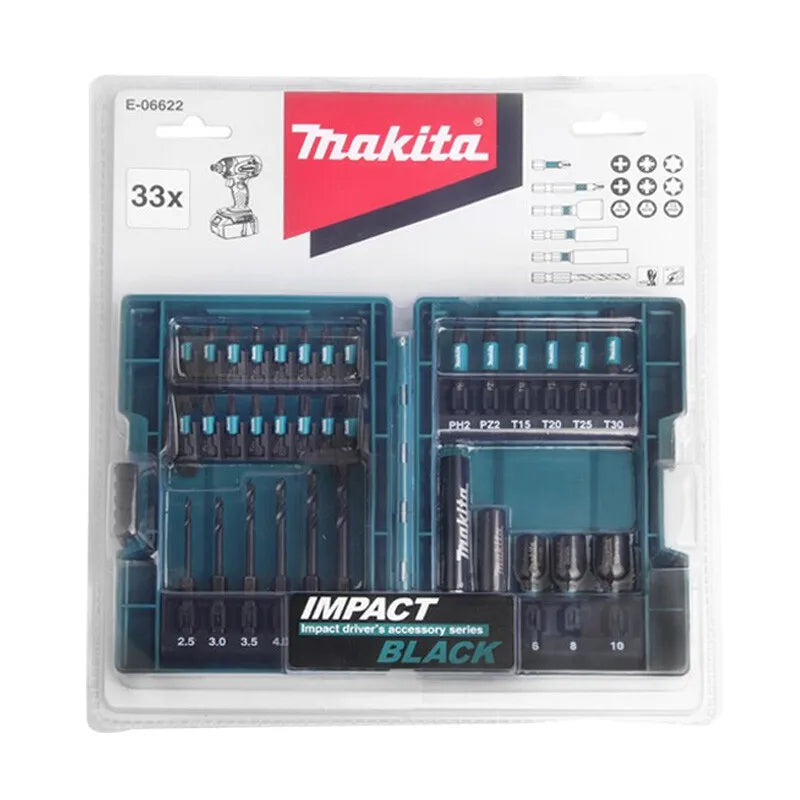 Makita E-06622 Impact Black Metal Drill And Screw Bit Set 33PC Power Tool Accessories