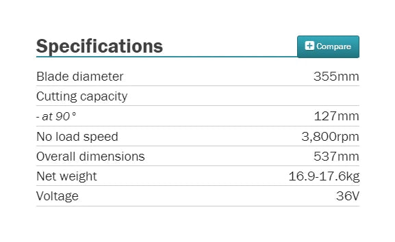 Makita DLW140Z Brushless Cordless 355MM (14") Portable Cut Off Saw LXT 36V Lithium Power Tools