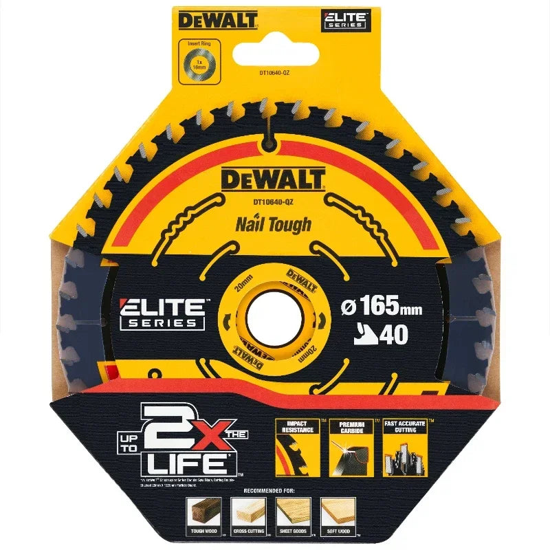 DEWALT DT10624 DT10640 165MM 20MM 24T/40T CIRCULAR SAW BLADE ELITE SERIES ELITE Circular Saw Blade