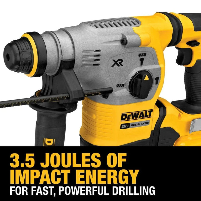 DEWALT DCH293 Kit 1-1/8in XR® Brushless Cordless SDS PLUS L-Shape Rotary Hammer 20V Lithium Power Tools With Battery Charger