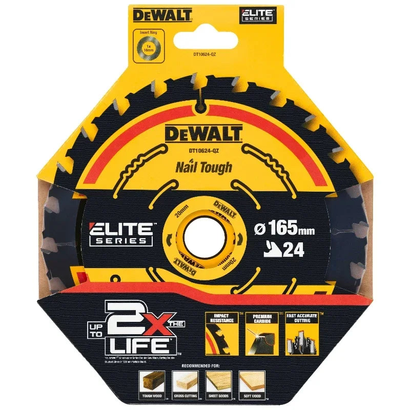 DEWALT DT10624 DT10640 165MM 20MM 24T/40T CIRCULAR SAW BLADE ELITE SERIES ELITE Circular Saw Blade