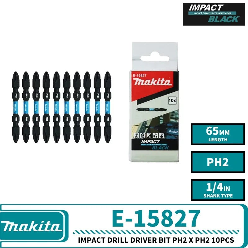 Makita E-15827 E-15833 IMPACT BLACK Drill Driver Bit PH2 X PH2 10PCS 65MM 110MM