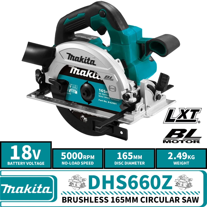 Makita DHS660Z 18V LXT Brushless Cordless 165MM Circular Saw Lithium Power Tools 5000RPM