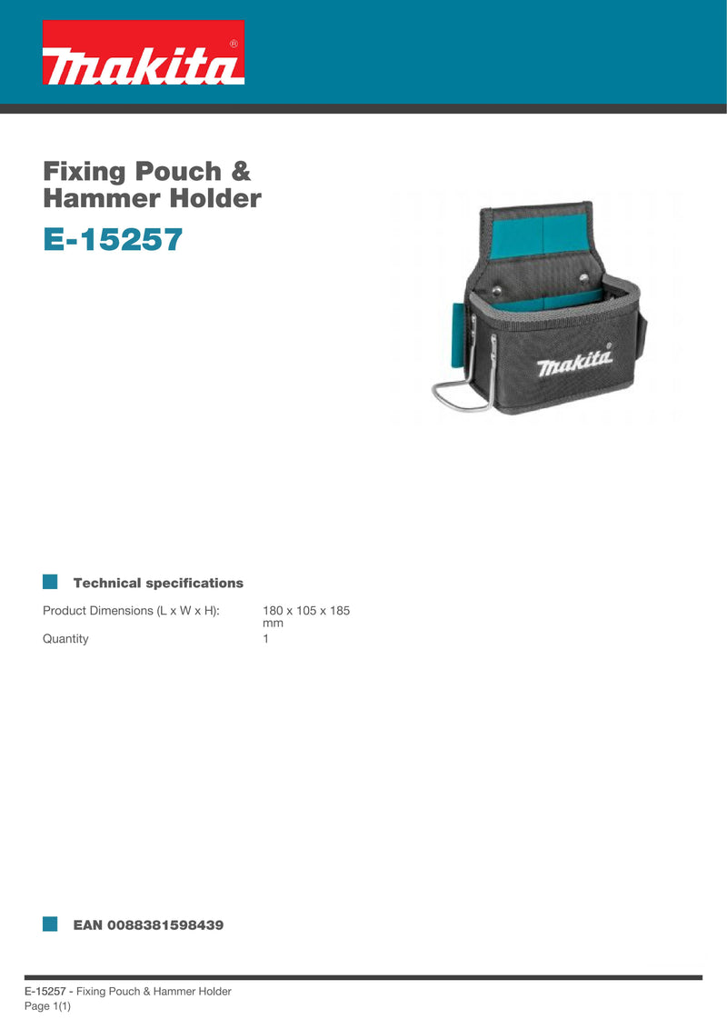 Makita E-15257 Fixing Pouch Hammer Holder Power Tool Accessories